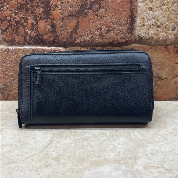 Buxton Black Leather Ensemble Clutch Wallet Full Grain Cowhide Vintage Women’s - Picture 3 of 13